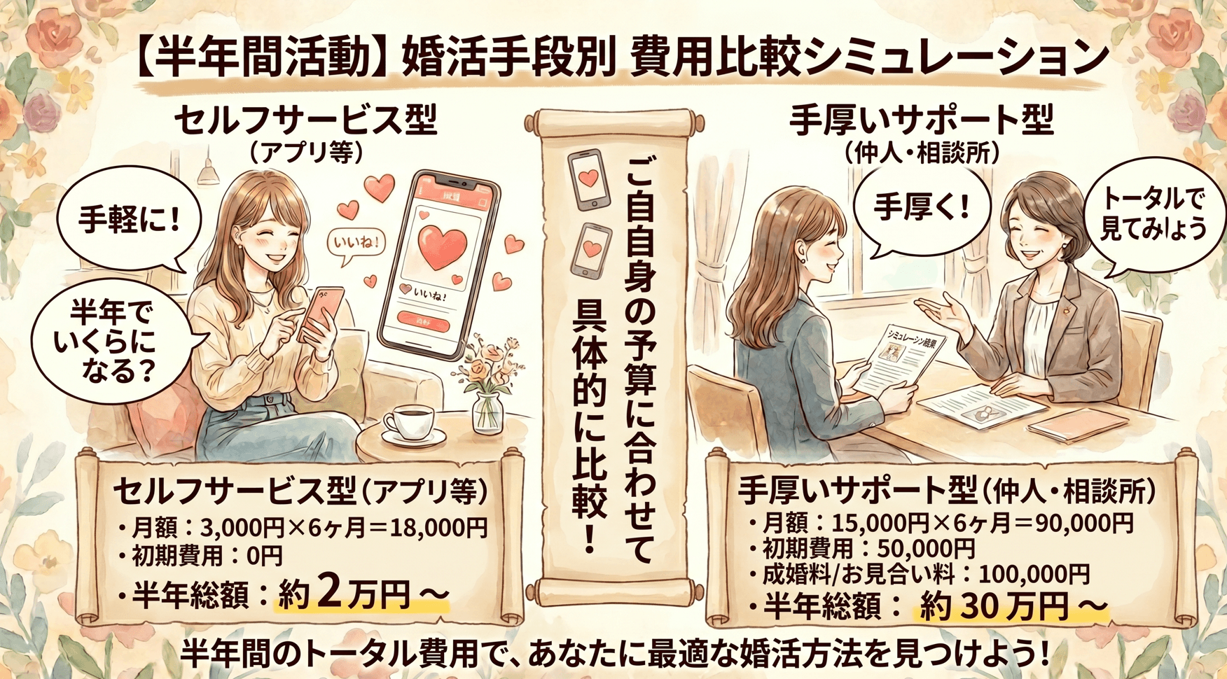 婚活手段別の費用を具体的に比較