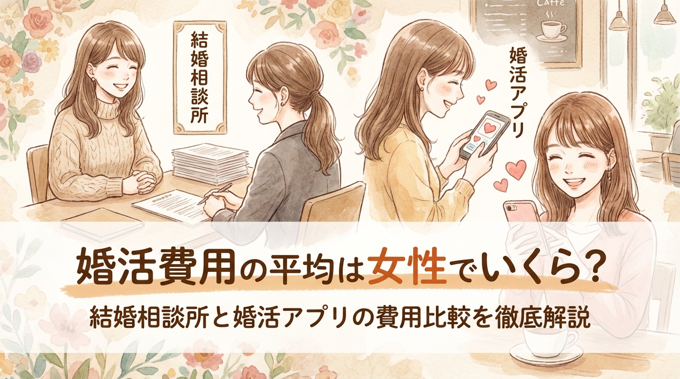 婚活費用の平均は女性でいくら？結婚相談所と婚活アプリの費用比較を徹底解説