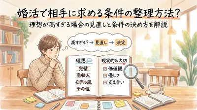 婚活で相手に求める条件の整理方法？理想が高すぎる場合の見直しと条件の決め方を解説